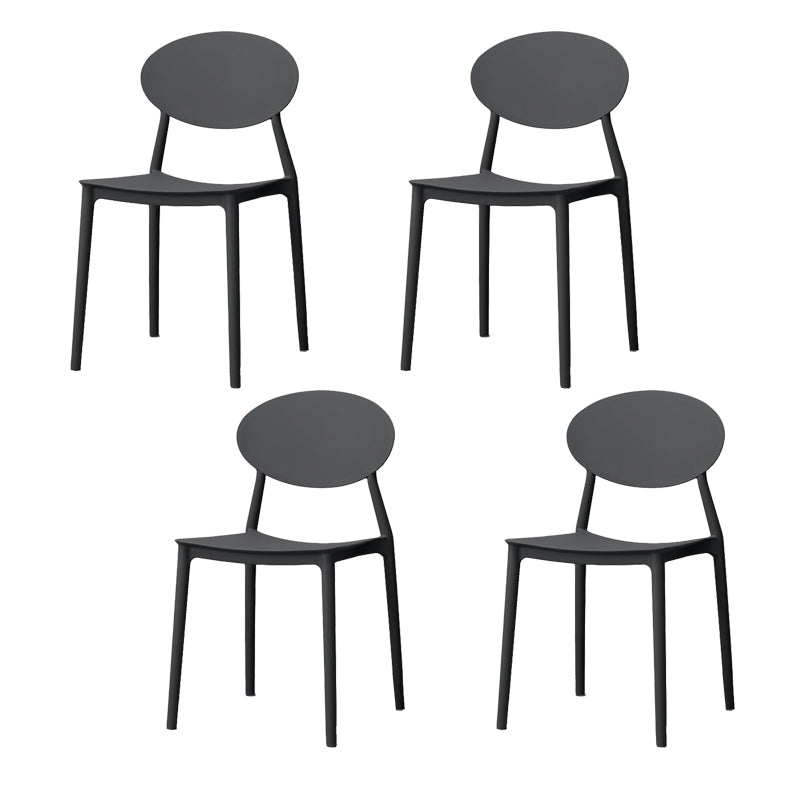 Stackable Open Back Dining Chairs Scandinavian Plastic Armless Side Chair