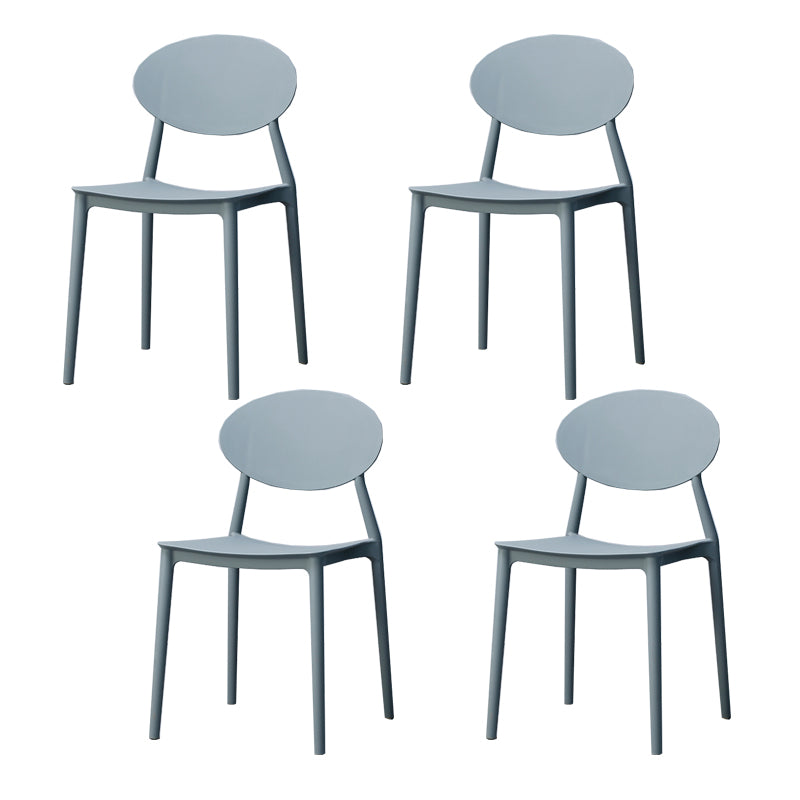 Stackable Open Back Dining Chairs Scandinavian Plastic Armless Side Chair