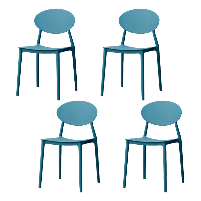 Stackable Open Back Dining Chairs Scandinavian Plastic Armless Side Chair