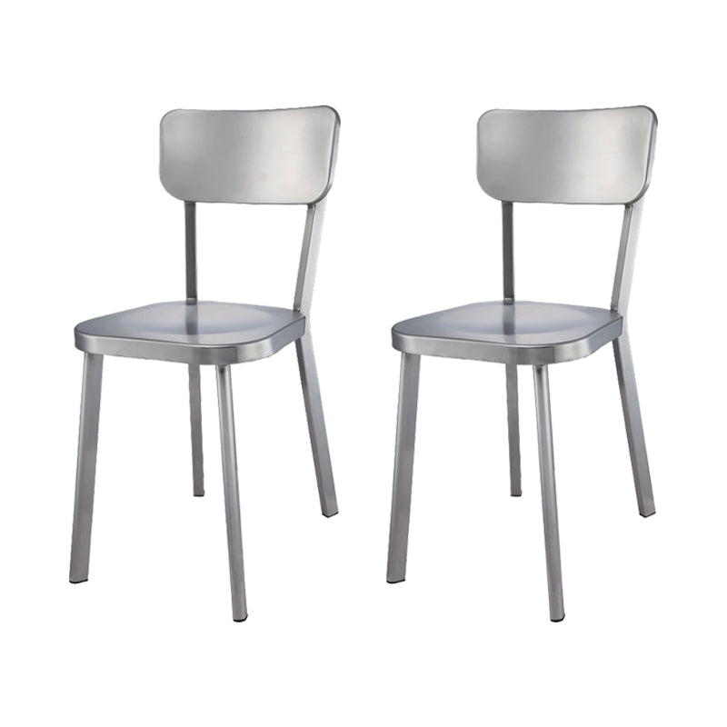Silver Industrial Dining Chairs Stainless Steel Armless Dining Side Chair