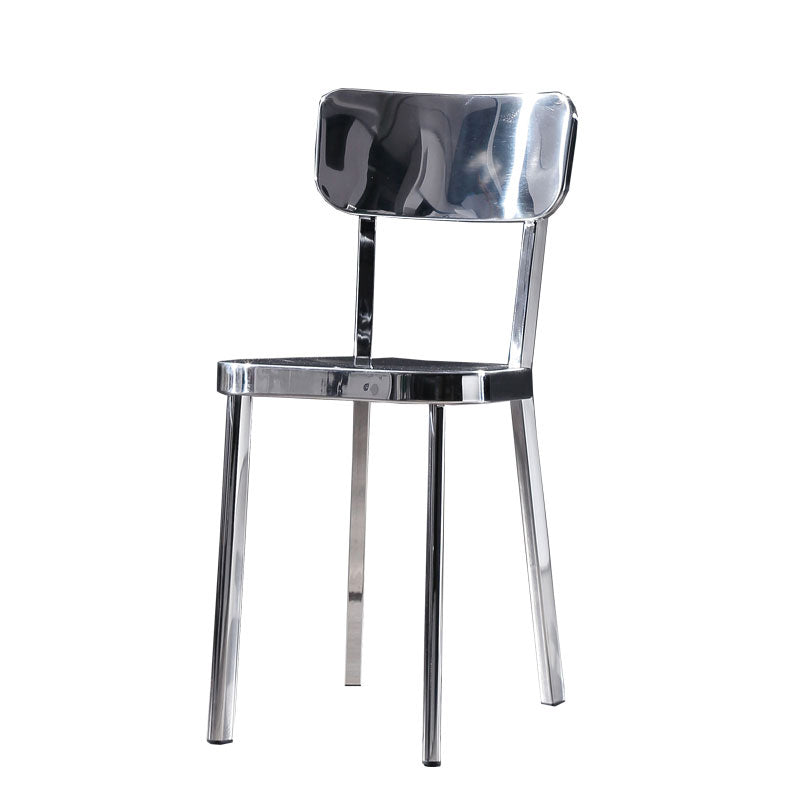 Silver Industrial Dining Chairs Stainless Steel Armless Dining Side Chair