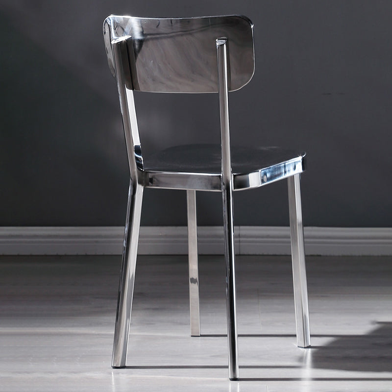 Silver Industrial Dining Chairs Stainless Steel Armless Dining Side Chair