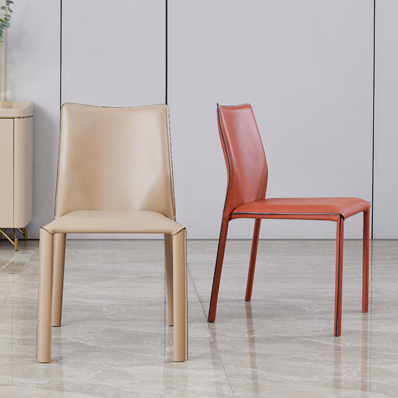 Modern Low Back Dining Chairs Faux Leather Armless Side Chair