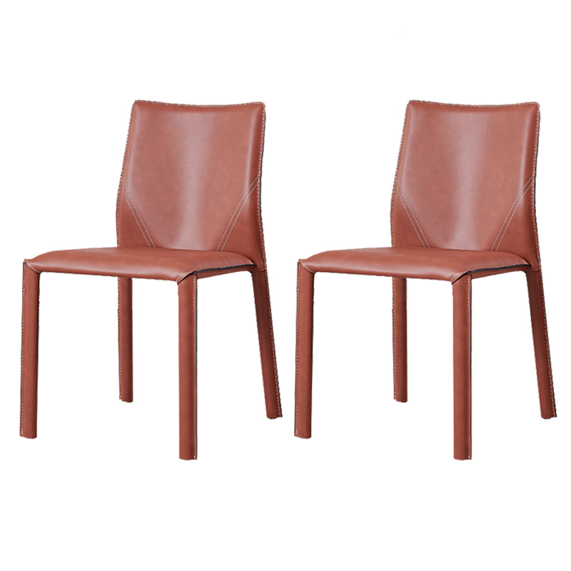 Modern Low Back Dining Chairs Faux Leather Armless Side Chair
