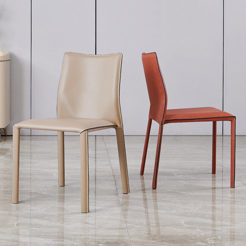 Modern Low Back Dining Chairs Faux Leather Armless Side Chair