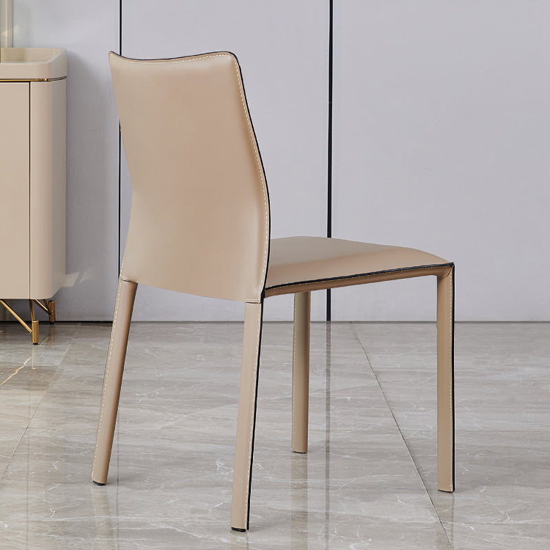 Modern Low Back Dining Chairs Faux Leather Armless Side Chair