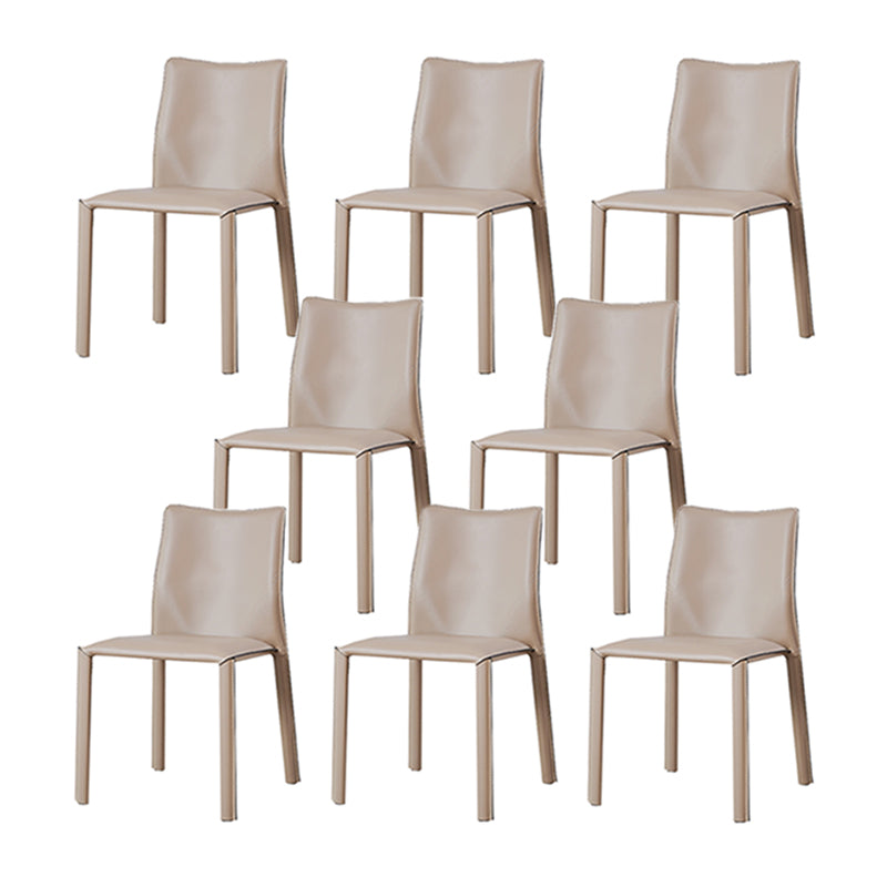 Modern Low Back Dining Chairs Faux Leather Armless Side Chair