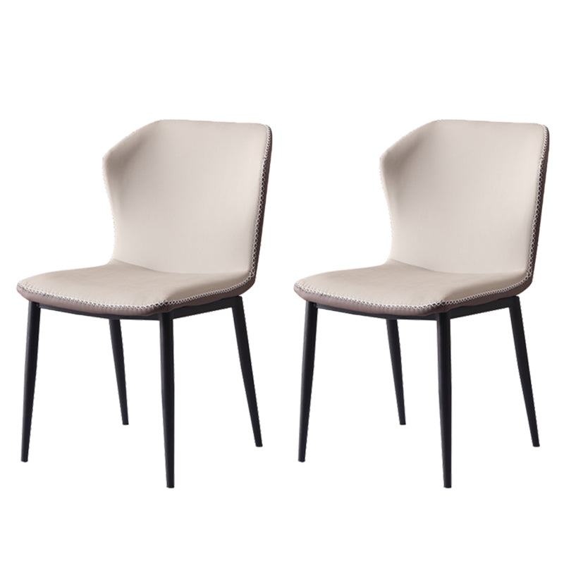 Contemporary Armless Dining Chairs Faux Leather Wingback Side Chair
