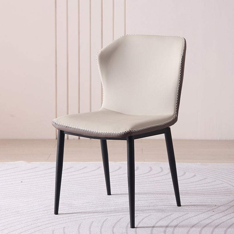 Contemporary Armless Dining Chairs Faux Leather Wingback Side Chair