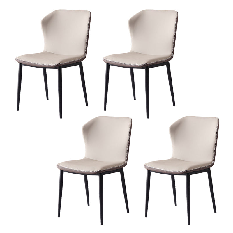 Contemporary Armless Dining Chairs Faux Leather Wingback Side Chair