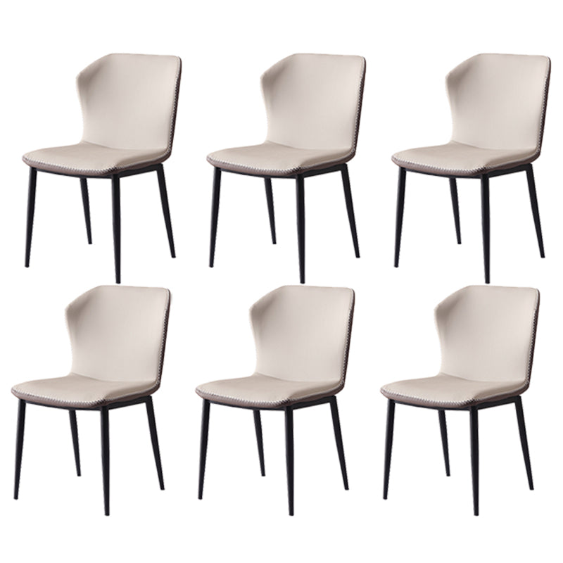 Contemporary Armless Dining Chairs Faux Leather Wingback Side Chair