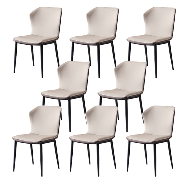 Contemporary Armless Dining Chairs Faux Leather Wingback Side Chair