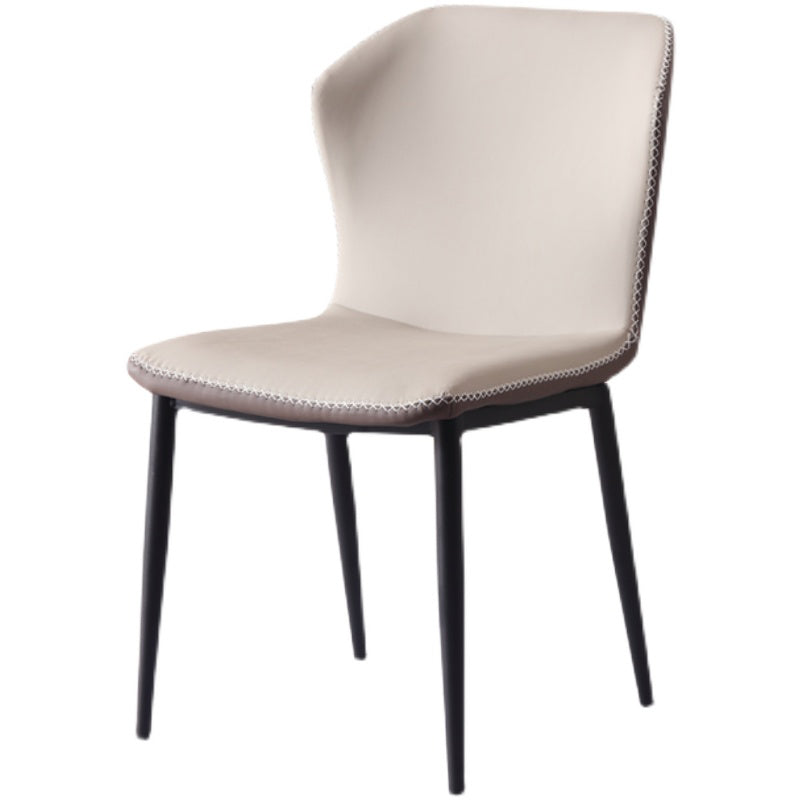 Contemporary Armless Dining Chairs Faux Leather Wingback Side Chair