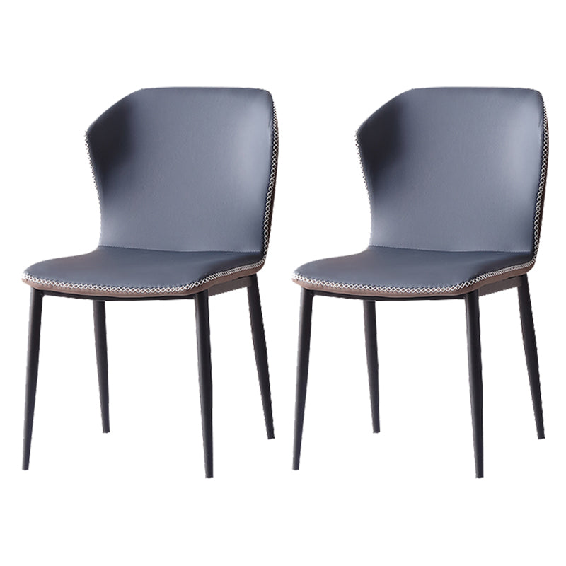 Contemporary Armless Dining Chairs Faux Leather Wingback Side Chair