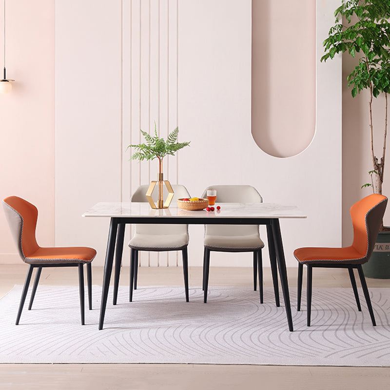 Contemporary Armless Dining Chairs Faux Leather Wingback Side Chair