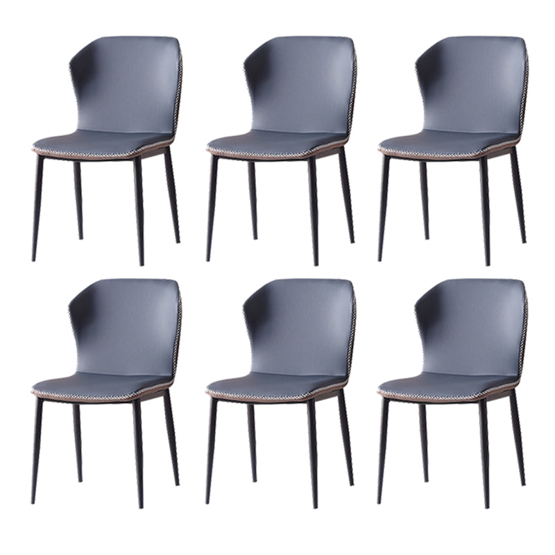 Contemporary Armless Dining Chairs Faux Leather Wingback Side Chair