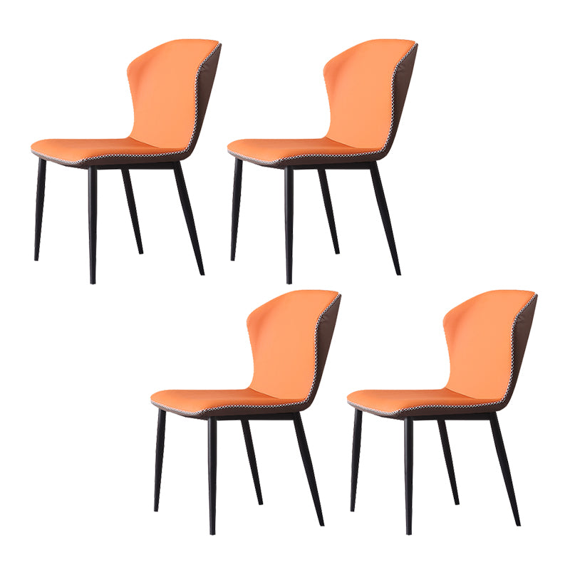 Contemporary Armless Dining Chairs Faux Leather Wingback Side Chair