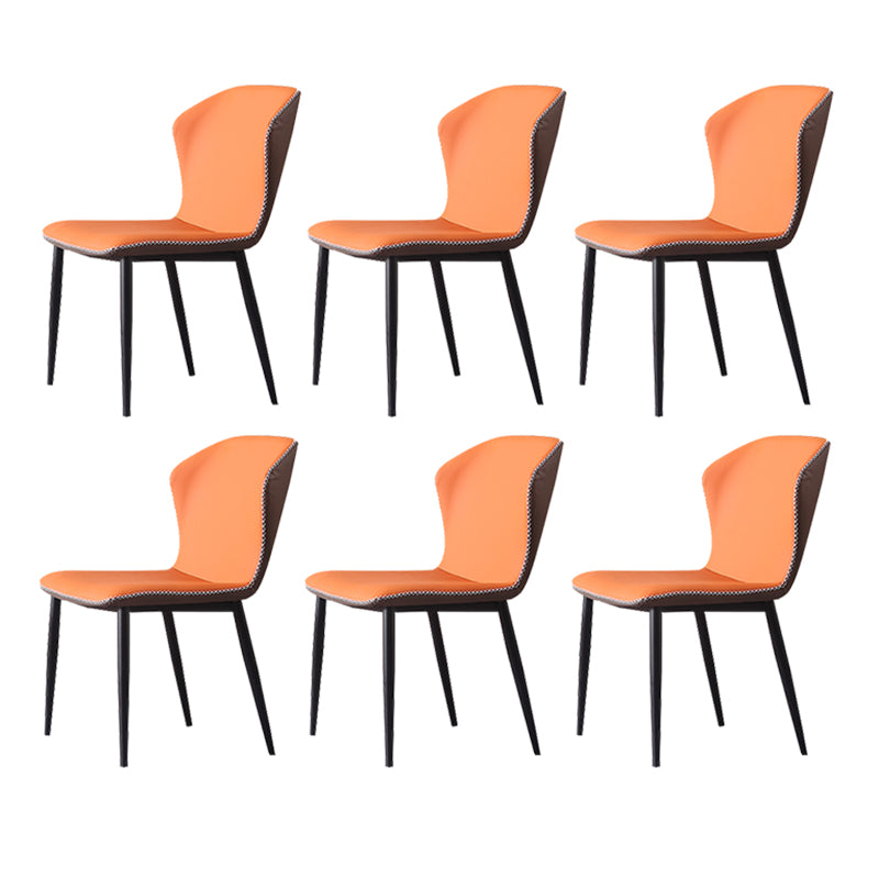 Contemporary Armless Dining Chairs Faux Leather Wingback Side Chair