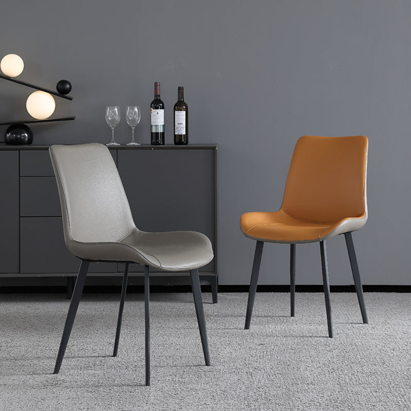Contemporary Dining Chairs Faux Leather Armless Dining Chairs for Home