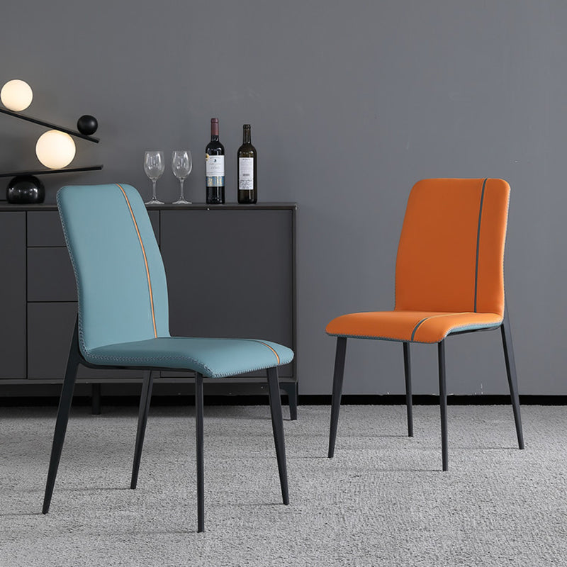 Contemporary Dining Chairs Faux Leather Armless Dining Chairs for Home