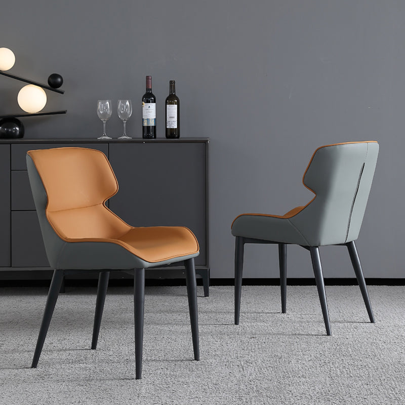 Contemporary Dining Chairs Faux Leather Armless Dining Chairs for Home