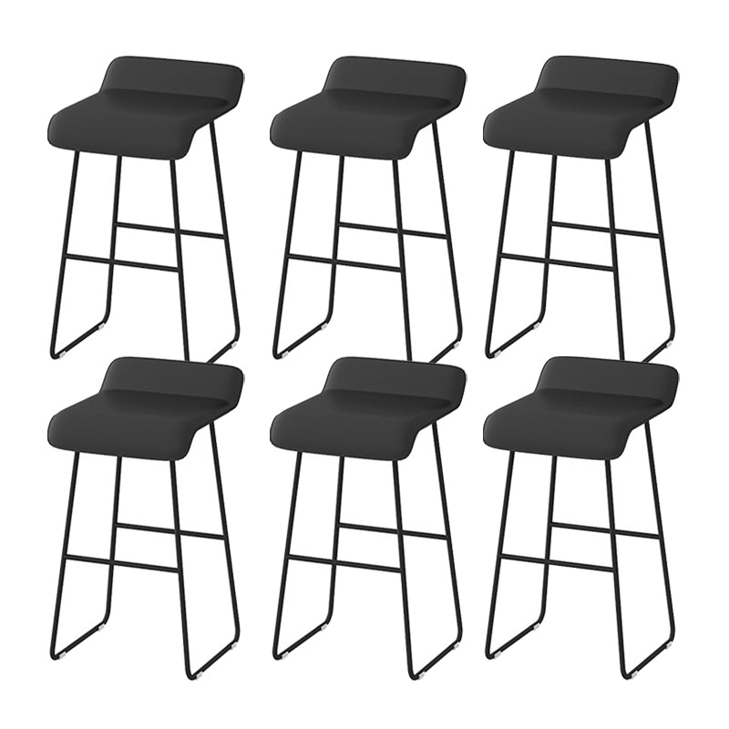 Scandinavian Metal Barstool Low Back Fabric Upholstered Counter Stool in Matte Finish