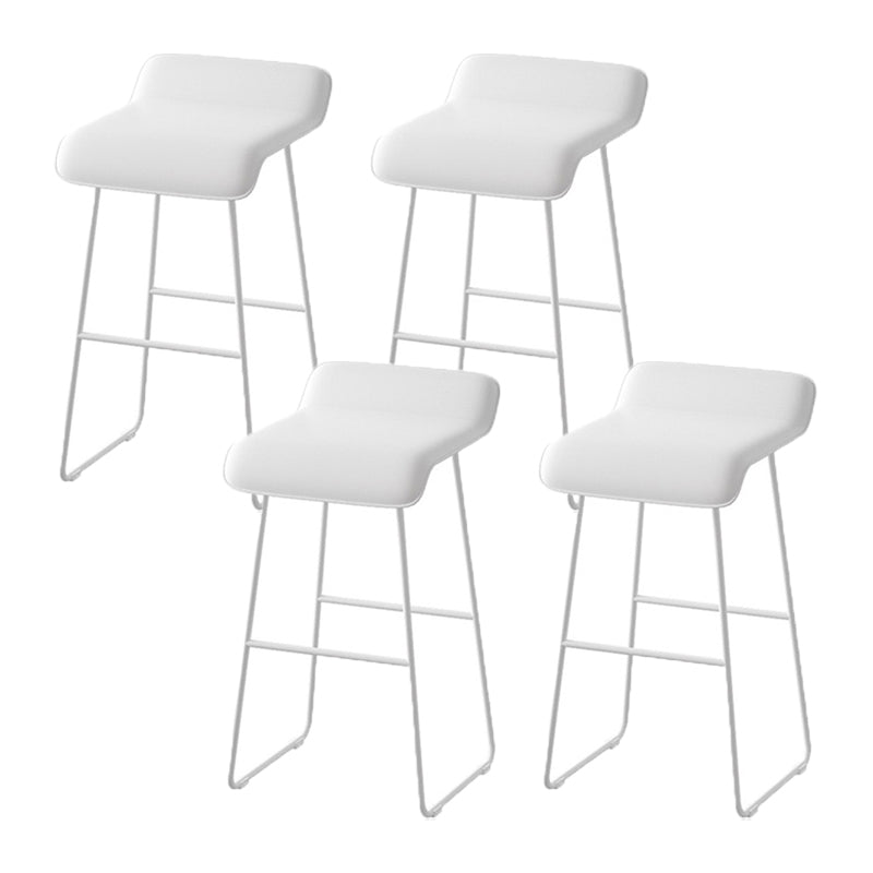 Scandinavian Metal Barstool Low Back Fabric Upholstered Counter Stool in Matte Finish