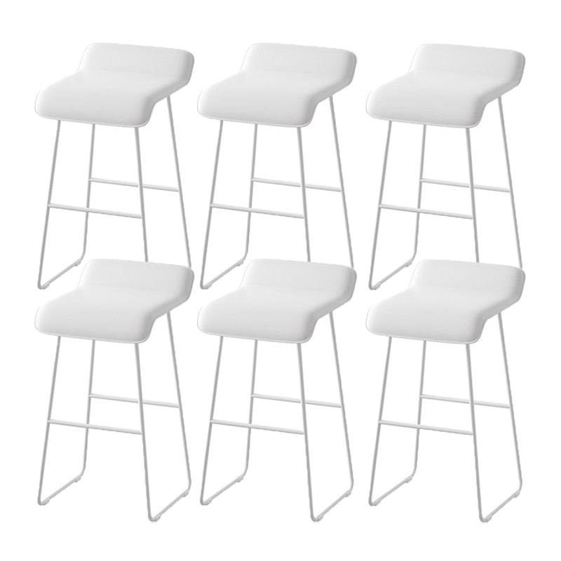 Scandinavian Metal Barstool Low Back Fabric Upholstered Counter Stool in Matte Finish
