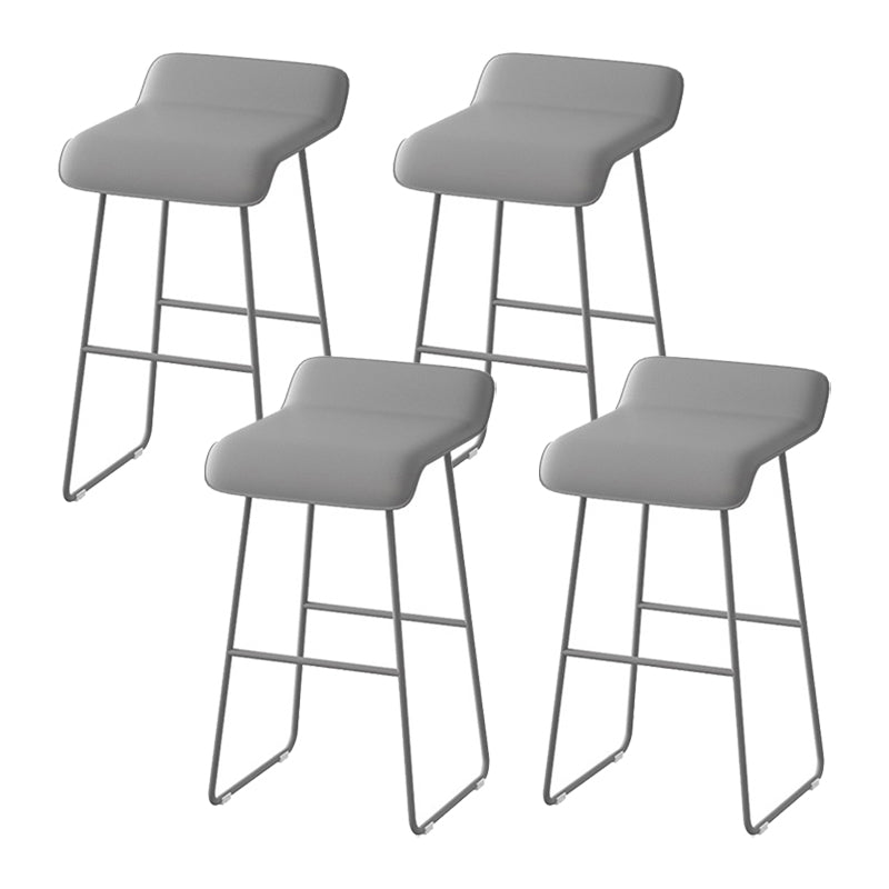 Scandinavian Metal Barstool Low Back Fabric Upholstered Counter Stool in Matte Finish