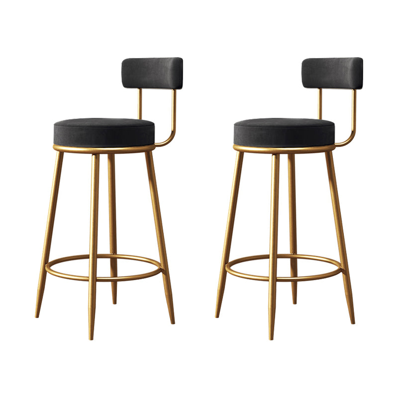 Glam Metal Barstool Low Back Fabric Upholstered Counter Stool in Matte Finish for Indoor