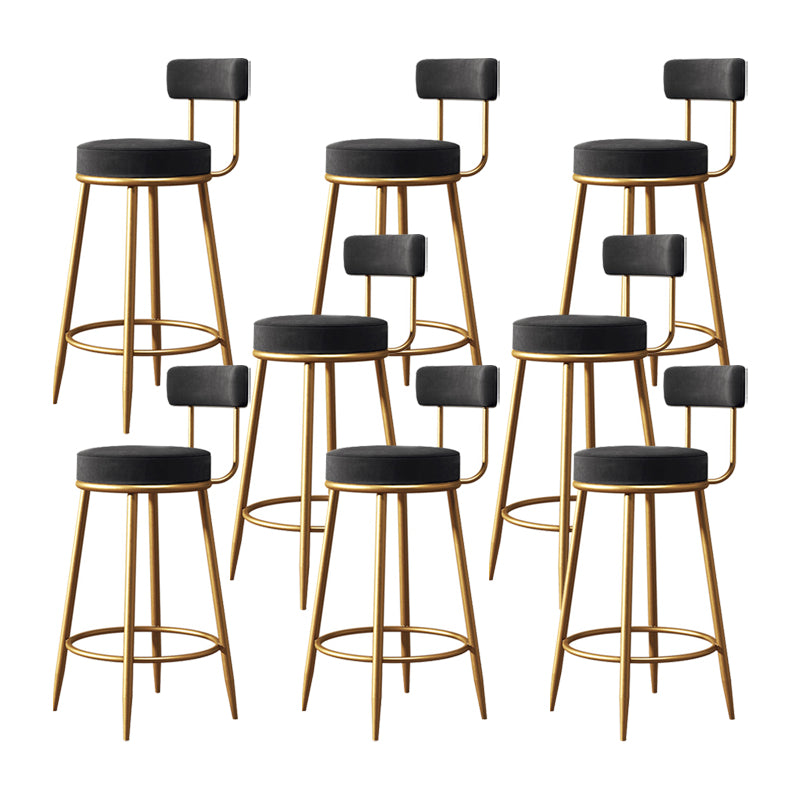Glam Metal Barstool Low Back Fabric Upholstered Counter Stool in Matte Finish for Indoor