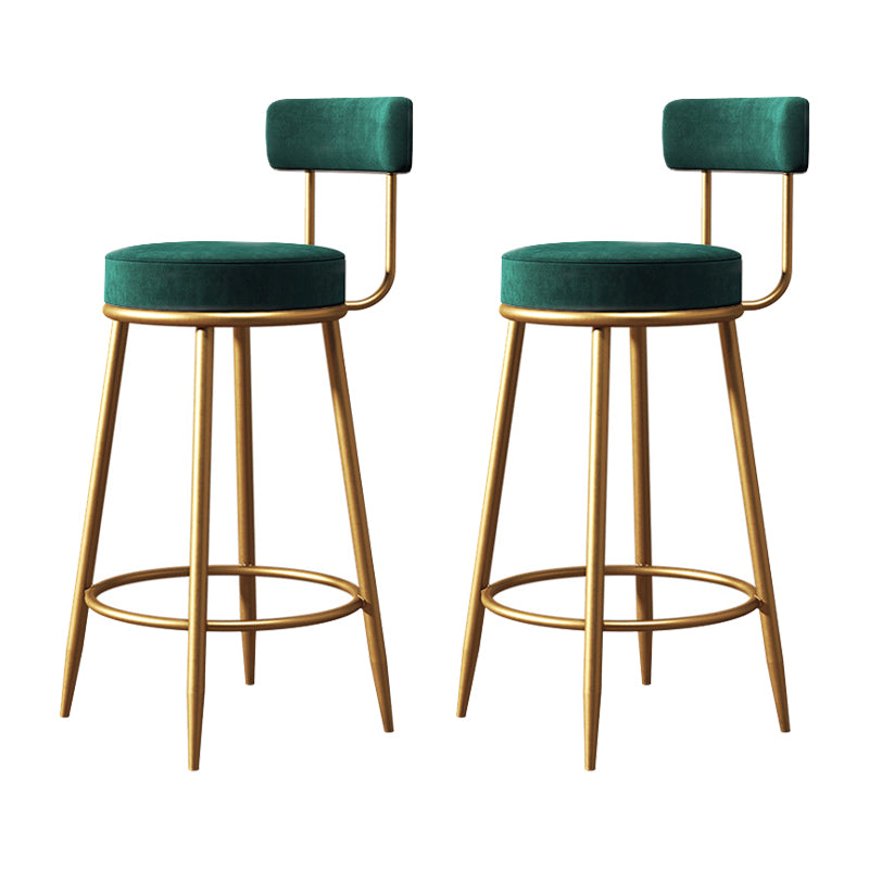 Glam Metal Barstool Low Back Fabric Upholstered Counter Stool in Matte Finish for Indoor