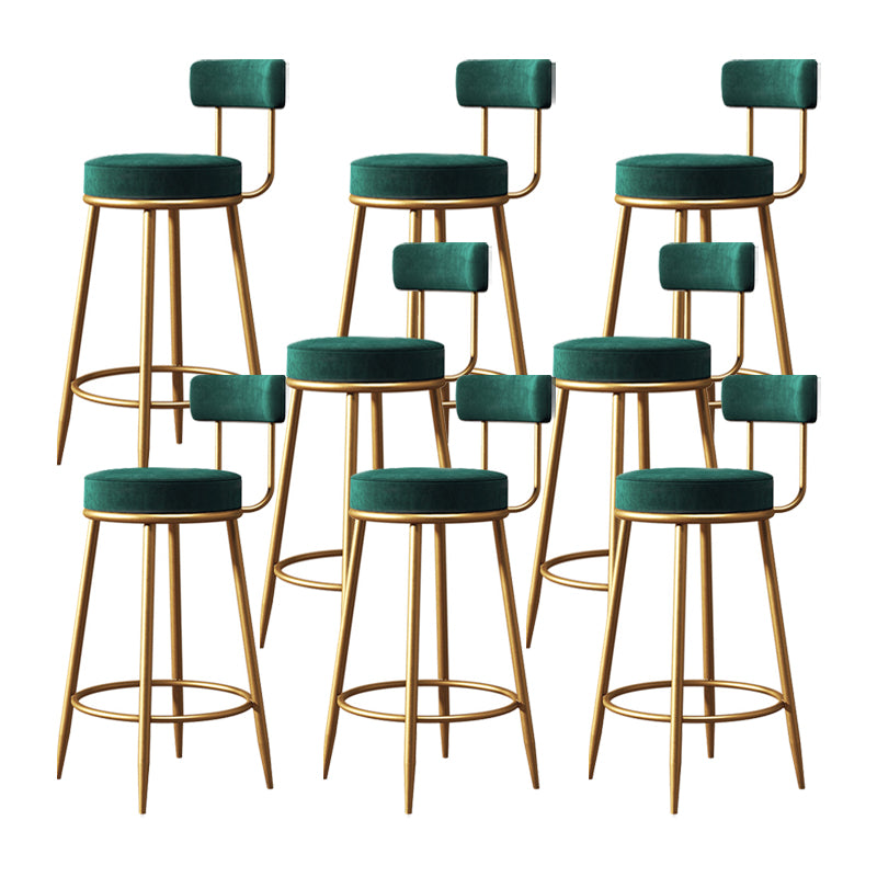 Glam Metal Barstool Low Back Fabric Upholstered Counter Stool in Matte Finish for Indoor