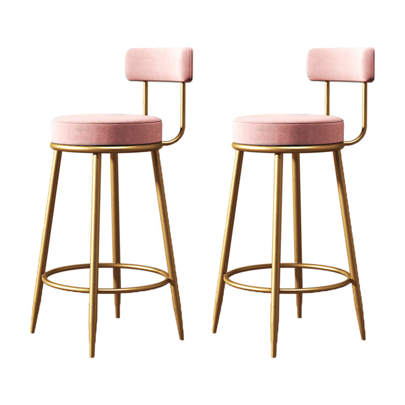 Glam Metal Barstool Low Back Fabric Upholstered Counter Stool in Matte Finish for Indoor