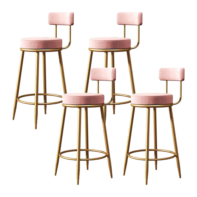 Glam Metal Barstool Low Back Fabric Upholstered Counter Stool in Matte Finish for Indoor
