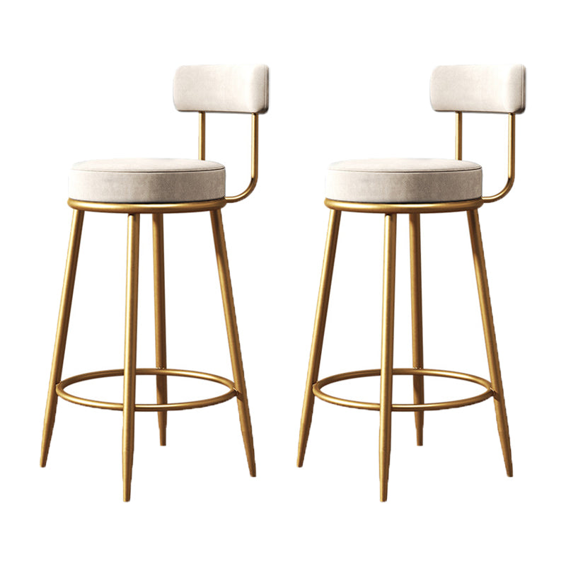 Glam Metal Barstool Low Back Fabric Upholstered Counter Stool in Matte Finish for Indoor
