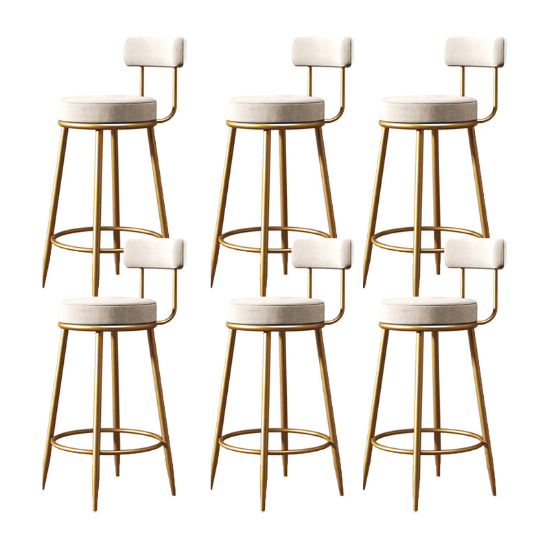 Glam Metal Barstool Low Back Fabric Upholstered Counter Stool in Matte Finish for Indoor