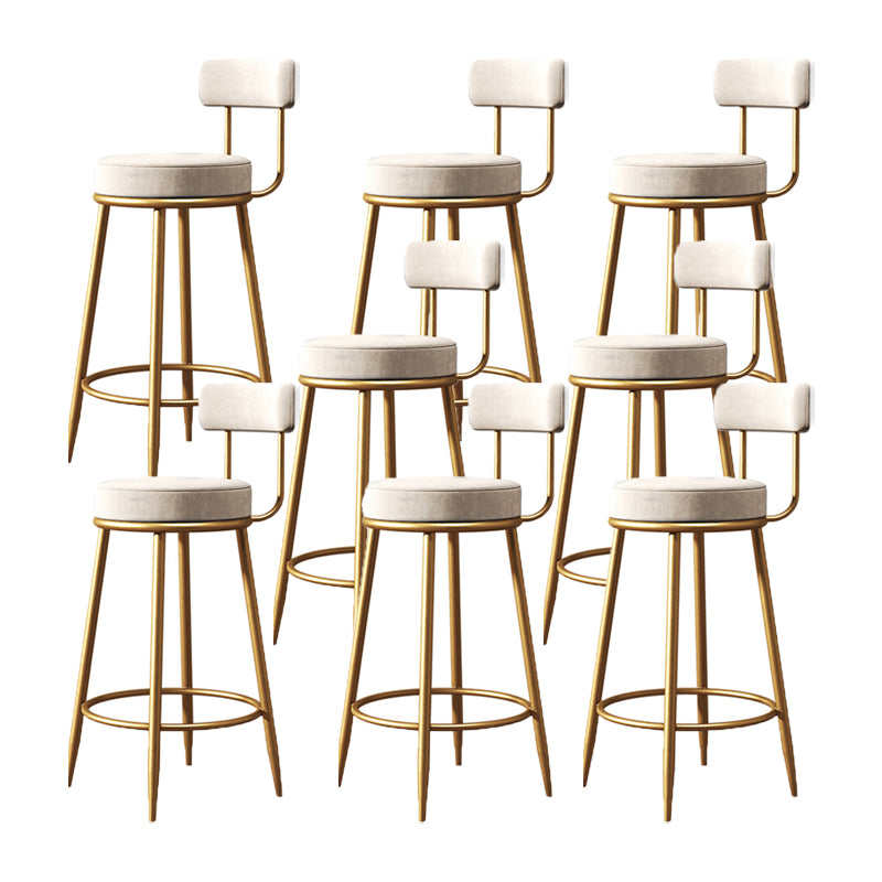 Glam Metal Barstool Low Back Fabric Upholstered Counter Stool in Matte Finish for Indoor