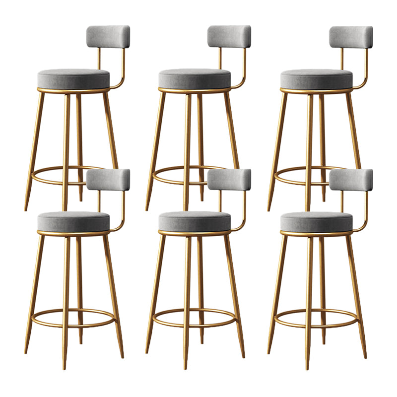 Glam Metal Barstool Low Back Fabric Upholstered Counter Stool in Matte Finish for Indoor