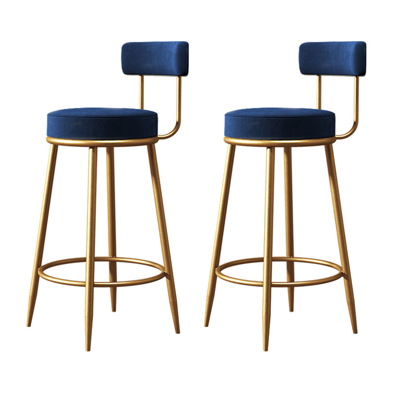 Glam Metal Barstool Low Back Fabric Upholstered Counter Stool in Matte Finish for Indoor