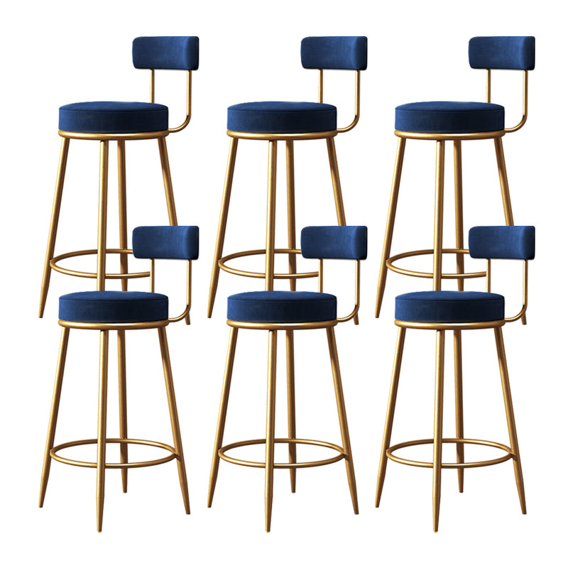 Glam Metal Barstool Low Back Fabric Upholstered Counter Stool in Matte Finish for Indoor