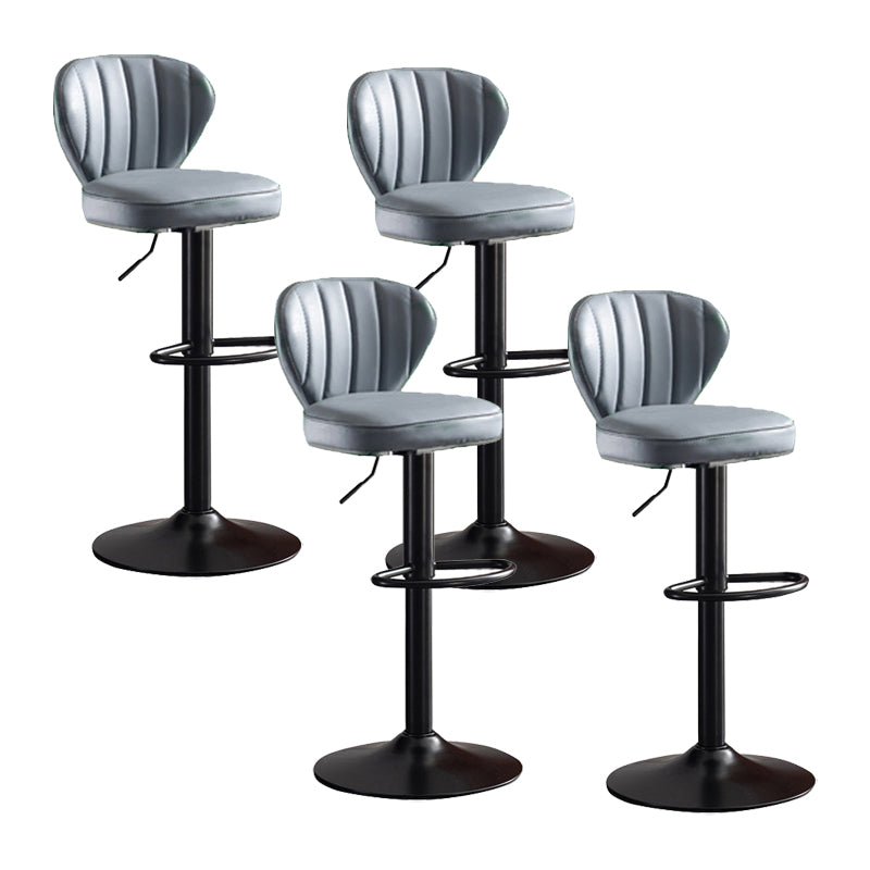 Scandinavian Metal Barstool Fabric Cushion Upholstered Counter Stool with Black Base