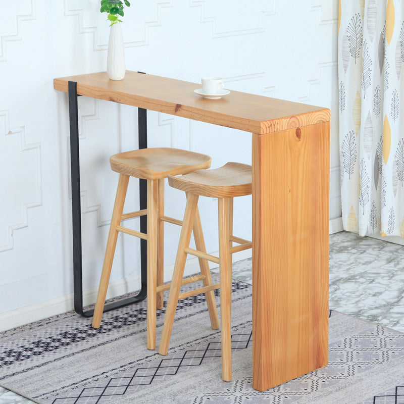 Contemporary Wood Stool Wood Rectangle Seat Counter Stool in Matte Finish