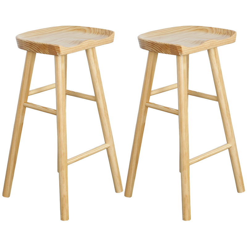 Contemporary Wood Stool Wood Rectangle Seat Counter Stool in Matte Finish
