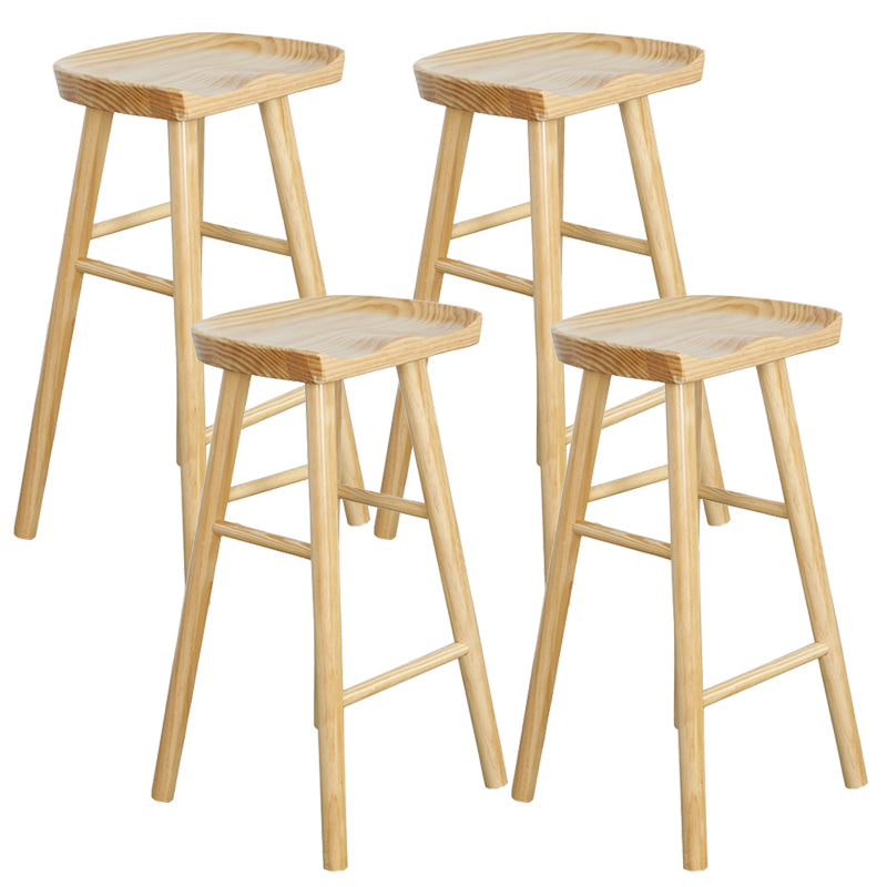 Contemporary Wood Stool Wood Rectangle Seat Counter Stool in Matte Finish