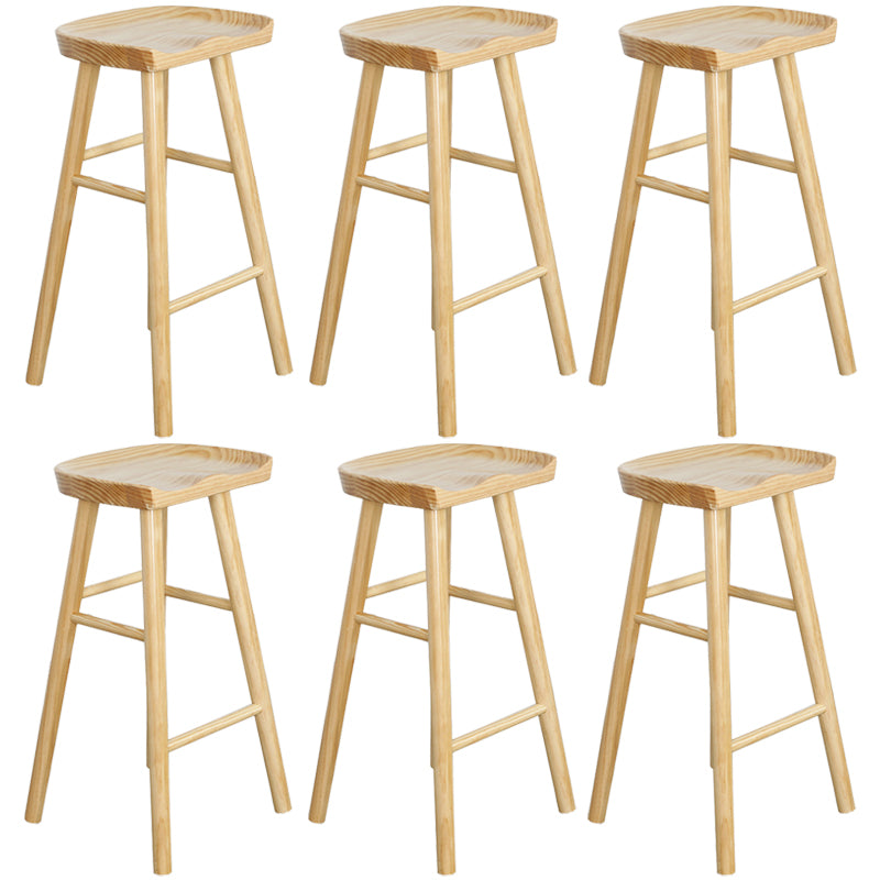 Contemporary Wood Stool Wood Rectangle Seat Counter Stool in Matte Finish