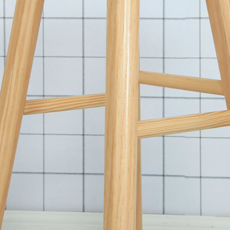 Contemporary Wood Stool Wood Rectangle Seat Counter Stool in Matte Finish