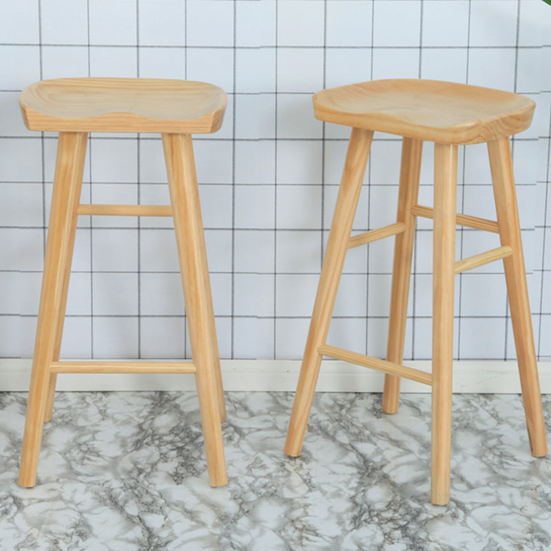 Contemporary Wood Stool Wood Rectangle Seat Counter Stool in Matte Finish
