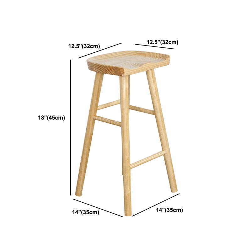 Contemporary Wood Stool Wood Rectangle Seat Counter Stool in Matte Finish