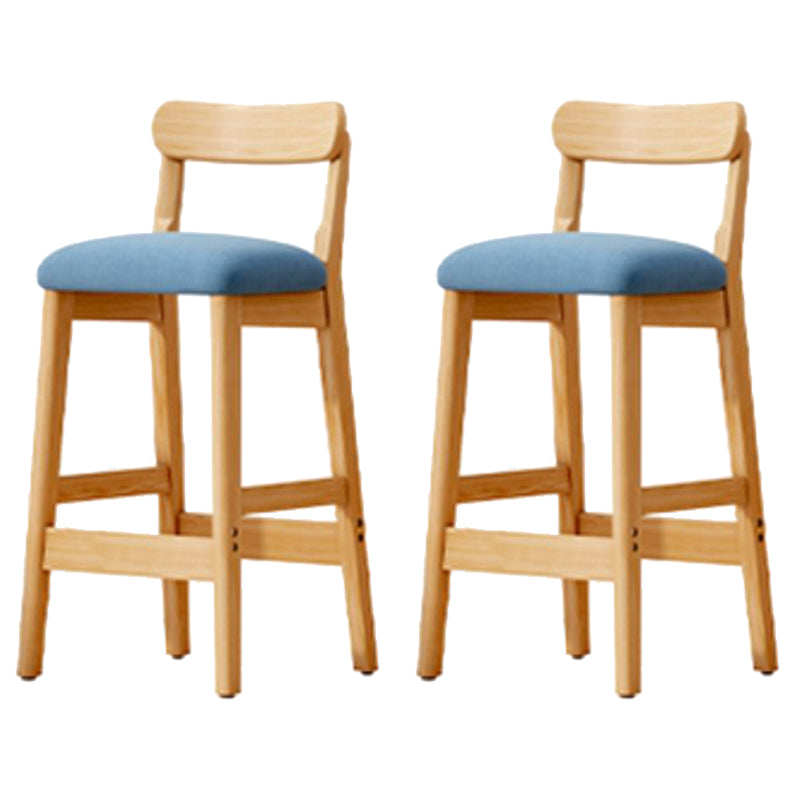 Scandinavian Wood Stool Fabric Upholstered Seat Counter Stool in Matte Finish